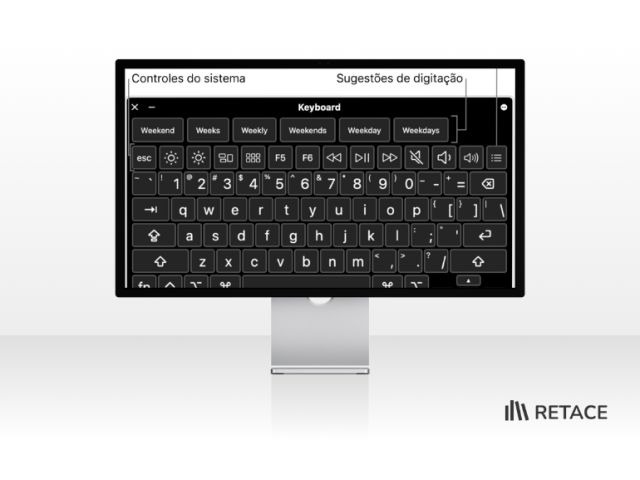interface do teclado de acessibilidade do MacOs